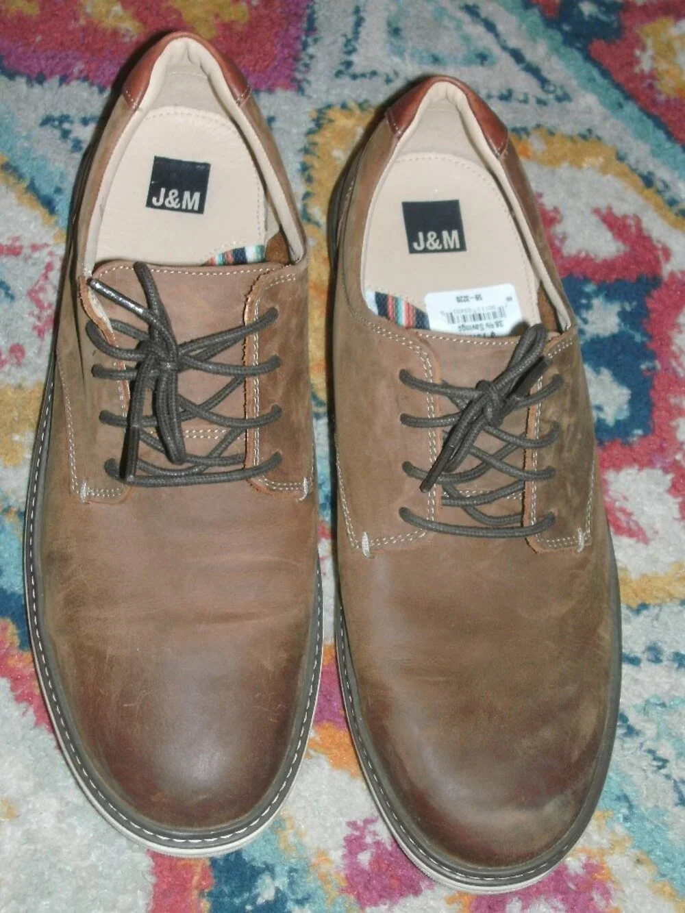 J&M Brown Soft Leather Lace up Oxford Shoe size 11.5